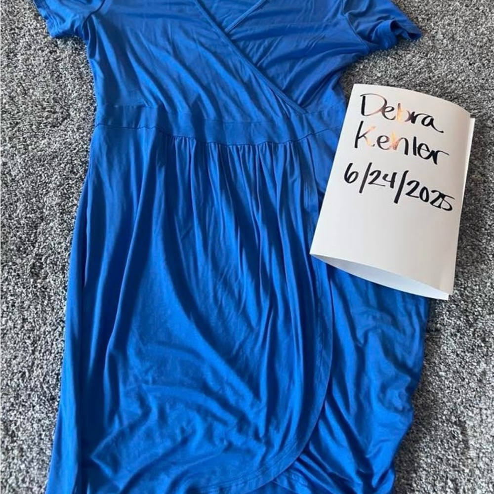 Vibrant Blue Faux Wrap Dress